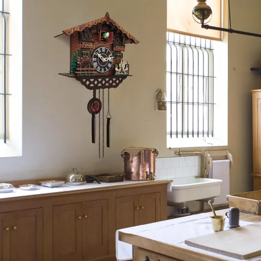 PIAOPIAO Ceas decorativ tip cuc, sculptat, din lemn din Pădurea Neagră, pentru living