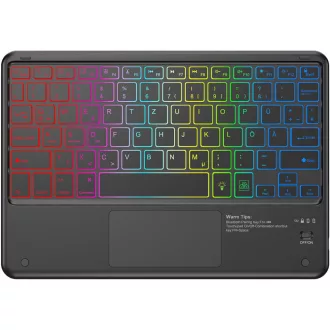   Tastatură Bluetooth KBCASE cu touchpad și iluminare în 7 culori QWERTZ