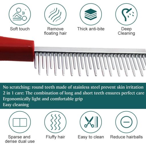 SEMINISMAR Szőrtelenítő Fésű Kutyáknak és Macskáknak, 31 Fogas Alulfésülő Kefe