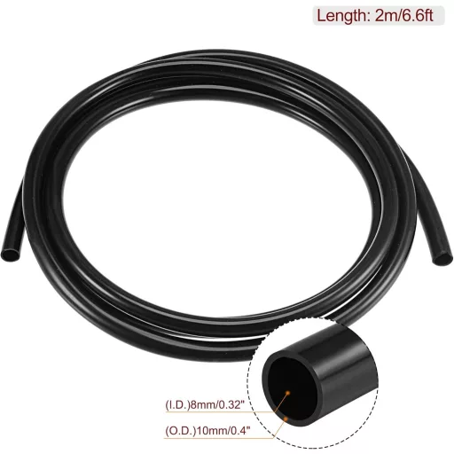 sourcing map Szilikon Cső 8mm Belső 10mm Külső Átmérő 2m Fekete Magas Hőmérséklet - 8 x 10 mm, Black