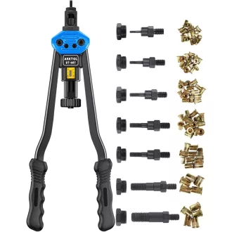   Set clește nituri pop AKKTOL 40cm - 80 nituri pop M3-M12, adâncime reglabilă, prelucrare tablă, mecanică auto, unealtă profesională