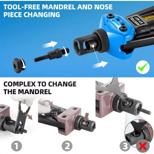 Set clește nituri pop AKKTOL 40cm - 80 nituri pop M3-M12, adâncime reglabilă, prelucrare tablă, mecanică auto, unealtă profesională