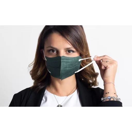 20 darabos, zöld színű, 4 rétegű FFP2 maszk CE 0477 tanúsítvánnyal, Olaszországban készült