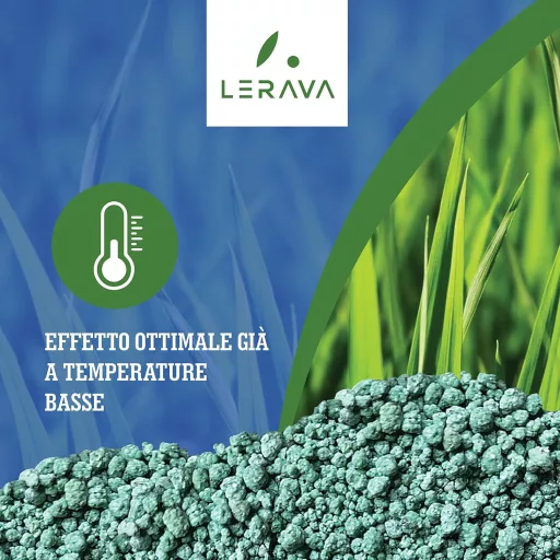 LERAVA Tavaszi Gyeptrágya 70m² - Nitrogénes Tápanyag Lassú Felszívódás Zöld Füves Gyephez