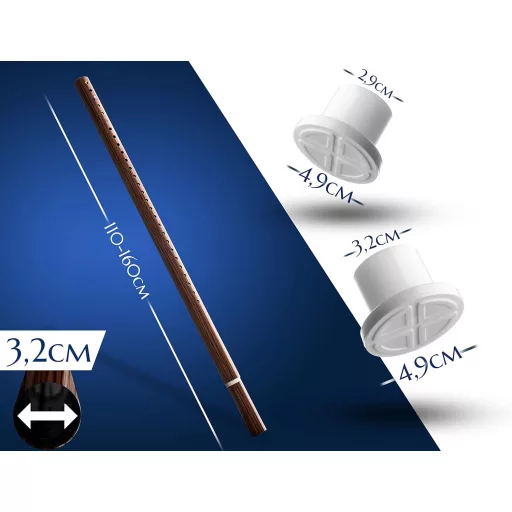 HoFactory Zuhanyfüggöny Rúd 110-160 cm Fa Hatású Fúrás Nélkül Rozsdamentes Teleszkópos