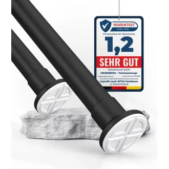   MEISENBERG Zuhanyfüggöny Rúd 160-210 cm Matt Fekete 32 mm Fúrás Nélkül