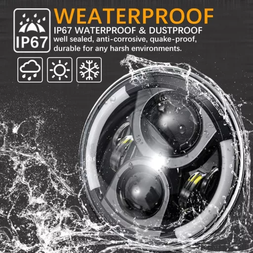 JMTBNO 7 Inch LED Motoros Fényszóró Kerek DRL Fehér Irányjelző Sárga Harley Kompatibilis