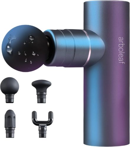 Arboleaf Mini Pistol de Masaj 3200 RPM - Masajor Muscular Portabil cu Niveluri AI, 4 Capete Silicon, Funcționare Silențioasă, Încărcare USB-C, Cu Geantă