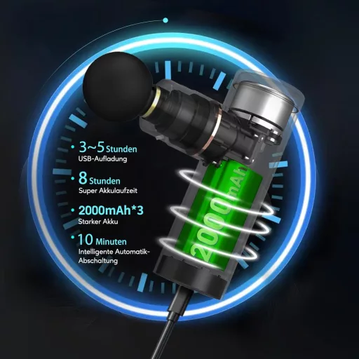 arboleaf Mini Masszázspisztoly 3200 RPM - Hordozható Izommasszírozó AI Szintekkel, 4 Szilikon Fejjel, Csendes Működés, USB-C Töltés, Táskáva