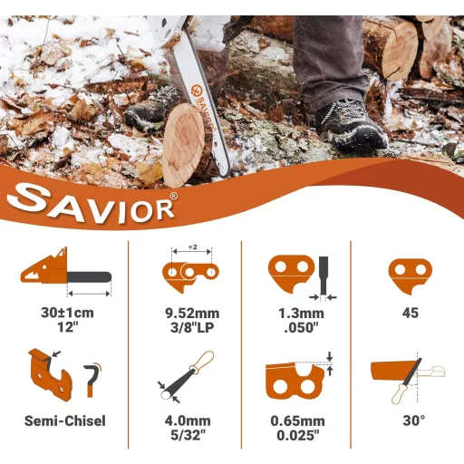 Savior 3 db láncfűrész lánc 30 cm-es, 3/8"LP, Husqvarna és más márkákhoz