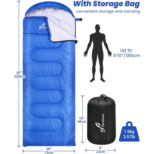 Sac de dormit Sportneer pentru adulți și copii, ușor și portabil, ideal pentru camping