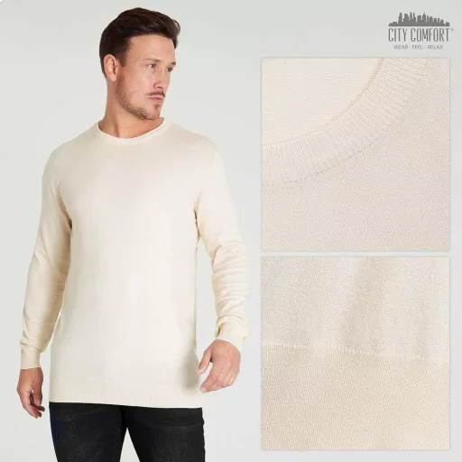 Pánsky pulóver CityComfort béžovej farby s okrúhlym výstrihom, veľkosť L