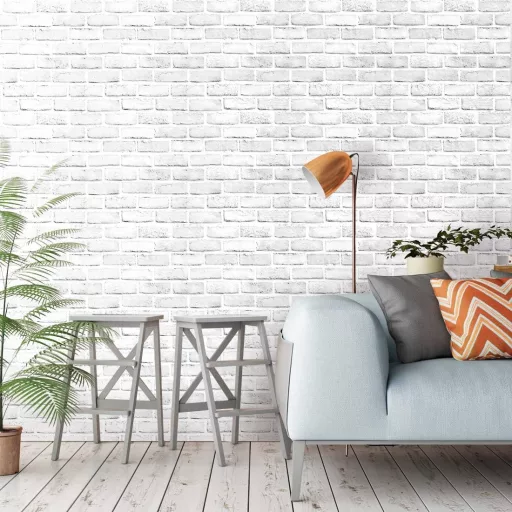 myforHD Öntapadós Tégla Mintás Tapéta - Vintage Fehér Fal Dekoráció, Vízálló PVC Matrica Bútorokra, Falra, Ajtóra (45 x 300 cm)