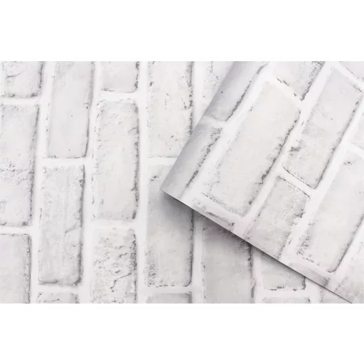 myforHD Samolepiaca tapeta s motívom tehly - Vintage biela dekorácia na stenu, vodeodolná PVC nálepka na nábytok, stenu, dvere (45 x 300 cm)