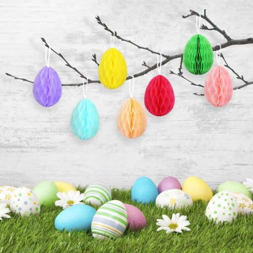 Veľkonočná špirálová dekorácia 24 ks - závesná ozdoba s motívom zajačika a vajíčka