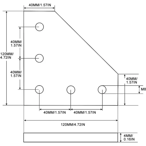 iMetrx Alumínium Profil Összekötő 40x40mm L-alakú 8db + M8 Csavar és Anya Szett