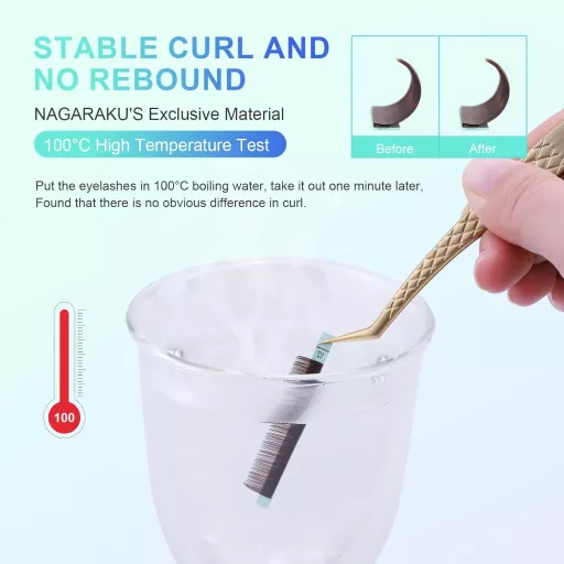 NAGARAKU Sötétbarna Műszempilla Szett - Klasszikus 1:1 és Volumen Szempillák, Természetes Hatás, 0.07mm D, 7-15mm Mix, 20 Sor