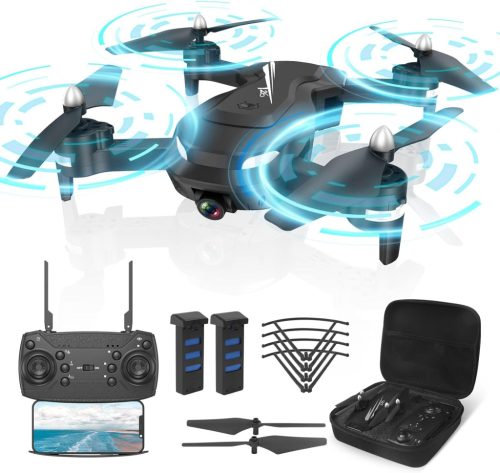 Wipkviey T26 Összecsukható Drón 1080P HD Kamerával - Kezdőknek FPV Élő Képátvitellel, 2 Akkumulátorral és Hordtáskával, Egyérintéses Fel- és