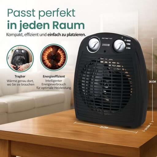 Emerio FH-106737.2 hordozható ventilátoros fűtőgép 2000W termosztáttal