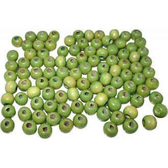 Drvene perle boje chartreuse, 8-9 mm - set od 80 komada