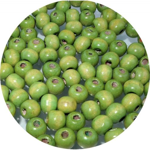 Drvene perle boje chartreuse, 8-9 mm - set od 80 komada