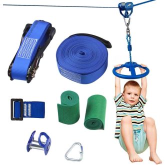   BUBBLEBAY Slackline Set 15 m s lanom a ochranou stromov - Balančný lanový park pre prekážkovú dráhu - Vonkajšie tréningové zariadenie na rozvoj rovnováhy