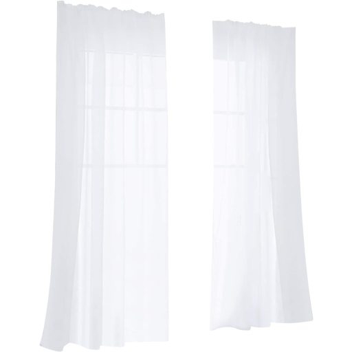 Deconovo fehér fényáteresztő függöny nappalihoz, 260x140 cm, 2 db