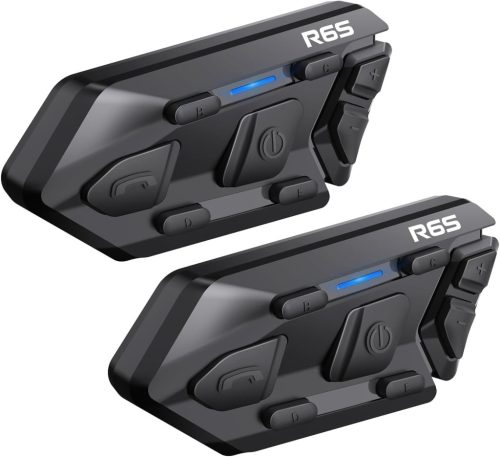 WAYXIN R6S Motoros Headset - 1200m Hatótávolságú Bluetooth Kommunikációs Rendszer 6 Motoros Összekapcsolásával, Vízálló, Kihangosító, Zajszű