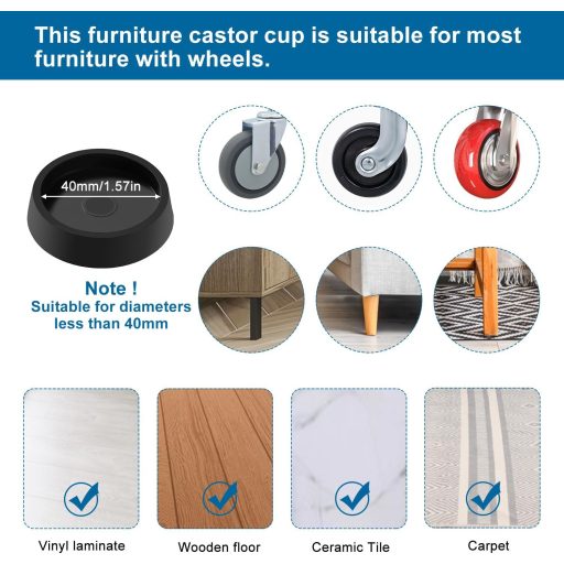 VooGenzek Bútor Görgő Alátét 6 db Csúszásmentes Gumi Pad Szék Asztal Padlóvédő Kerek Bútorvédő Matrica Minden Padlótípushoz