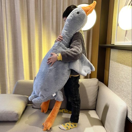 Plyšová hus Tanha XXL 130 cm mäkká hračka sivá Kawaii