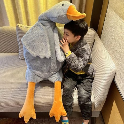 Plyšová hus Tanha XXL 130 cm mäkká hračka sivá Kawaii