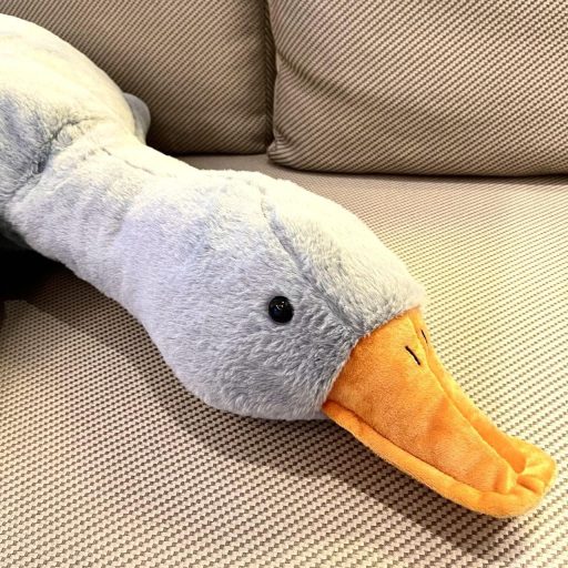 Plyšová hus Tanha XXL 130 cm mäkká hračka sivá Kawaii