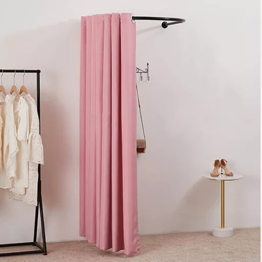 HIYOUGO Szabadon Álló Öltözőkabin - Hordozható Textil Próbafülke Üzletekbe, Színházakba, Fotóstúdiókba - Rózsaszín, 200 x 95 cm