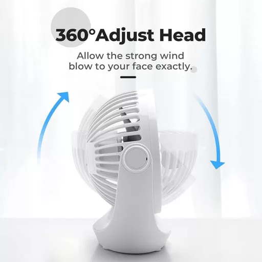 Stolný USB ventilátor OCOOPA, 3 rýchlosti, otočná hlava o 360°, tichá prevádzka so silným prúdením vzduchu, prenosný do kancelárie, domácnosti aj exteriéru