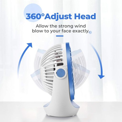 Ventilator USB de birou OCOOPA, 3 viteze, cap rotativ 360°, funcționare silențioasă cu flux de aer puternic, portabil pentru birou, acasă, exterior