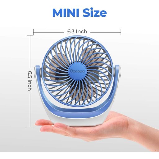 Ventilator USB de birou OCOOPA, 3 viteze, cap rotativ 360°, funcționare silențioasă cu flux de aer puternic, portabil pentru birou, acasă, exterior