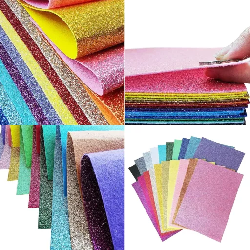 Jtnohx Csillámos Filc Készlet - 20 db 20x30 cm-es Filcanyag Kézműveskedéshez, Dekorációhoz, Partikhoz és Ünnepi Projektekhez
