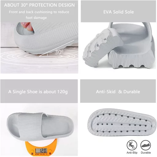 SHAINE Felhő Papucs Férfiaknak és Nőknek - Bézs Csúszásmentes Gumi Strandpapucs, Nyári Kerti Papucs, Kényelmes Otthoni Lábbeli 36/37