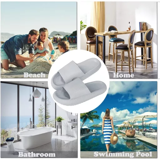 Șlapi Nor Shaine pentru Bărbați și Femei - Bej, Antiderapanți din Cauciuc, Papuci de Plajă, Șlapi de Grădină de Vară, Încălțăminte Confortabilă de Casă 36/37