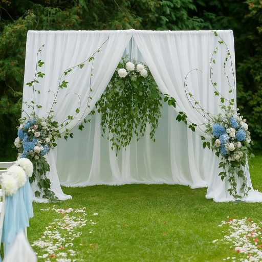 EMART Bijela Pozadina Zavjesa 1,5x3m Tila Sifon Materijal Vjenčanje Fotografija Dekoracija Pozornice Babyshower Rođendan Party Rekvizit s Šipkom