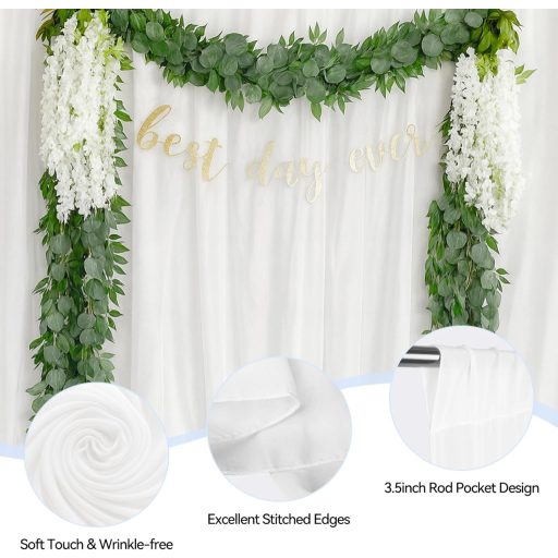 EMART Bijela Pozadina Zavjesa 1,5x3m Tila Sifon Materijal Vjenčanje Fotografija Dekoracija Pozornice Babyshower Rođendan Party Rekvizit s Šipkom