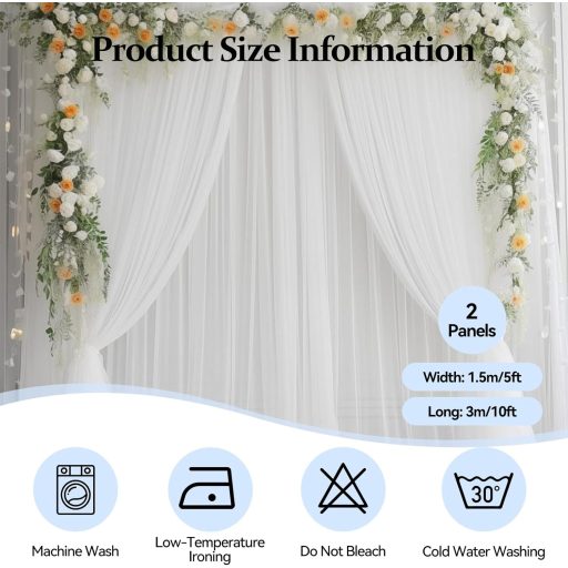 EMART Bijela Pozadina Zavjesa 1,5x3m Tila Sifon Materijal Vjenčanje Fotografija Dekoracija Pozornice Babyshower Rođendan Party Rekvizit s Šipkom