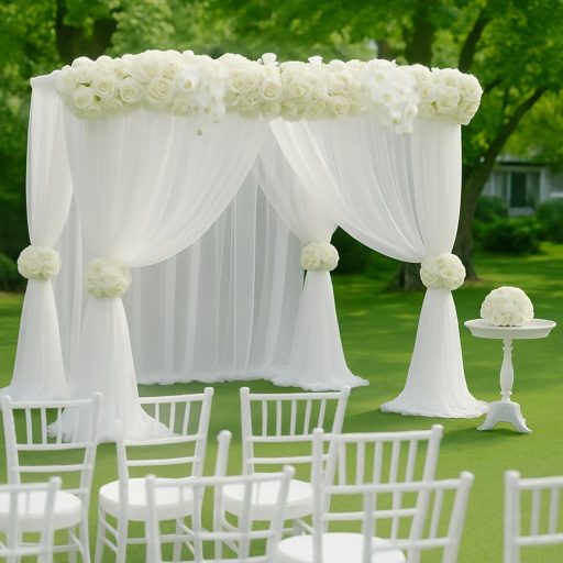 EMART Bijela Pozadina Zavjesa 1,5x3m Tila Sifon Materijal Vjenčanje Fotografija Dekoracija Pozornice Babyshower Rođendan Party Rekvizit s Šipkom