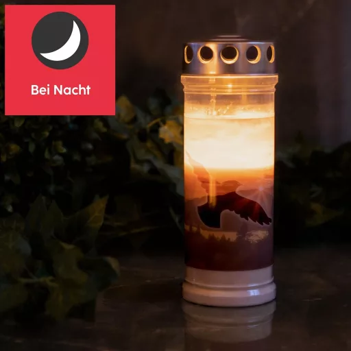 Set 6 lumânări de mormânt Hofer Friedlicht cu durată de ardere de 7 zile și capac rezistent la ploaie - Longing Select