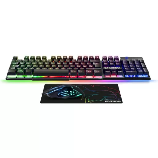 EMPIRE GAMING MK800 Set Gamer 3-în-1 - Tastatură RGB cu 19 Taste Anti-Ghosting, Mouse Ergonomic RGB 2400 DPI, Mousepad - PC PS4 PS5 Xbox