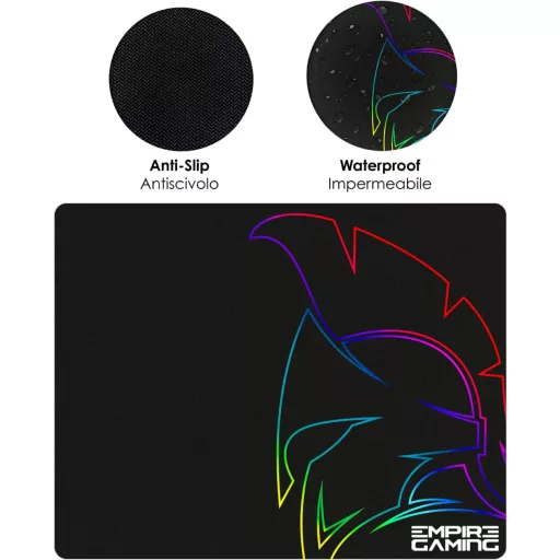 EMPIRE GAMING MK800 Set Gamer 3-în-1 - Tastatură RGB cu 19 Taste Anti-Ghosting, Mouse Ergonomic RGB 2400 DPI, Mousepad - PC PS4 PS5 Xbox