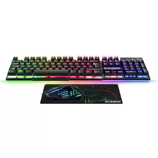 EMPIRE GAMING MK800 3 v 1 Herný Set - RGB Herná Klávesnica QWERTZ Nemecké Rozloženie, Ergonomická RGB Myš 2400 DPI, Podložka pod Myš PC PS4 PS5