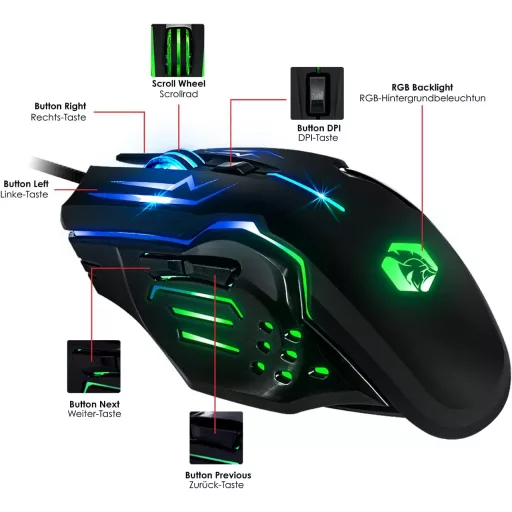 EMPIRE GAMING MK800 Set Gamer 3 în 1 - Tastatură Gamer RGB QWERTZ Layout German, Mouse Ergonomic RGB 2400 DPI, Mousepad PC PS4 PS5
