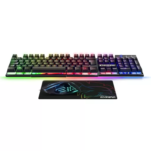 EMPIRE GAMING MK800 3 az 1-ben Gamer Szett - RGB Gamer Billentyűzet QWERTZ Német Kiosztás, Ergonomikus RGB Egér 2400 DPI, Egérpad PC PS4 PS5