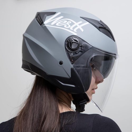 Westt Jet Bukósisak Dupla Napellenzővel - Motorkerékpár, Robogó, Chopper Félnyitott Sisak ECE DOT Tanúsítvánnyal, Szellőzőrendszerrel, XL-es méret, Szürke